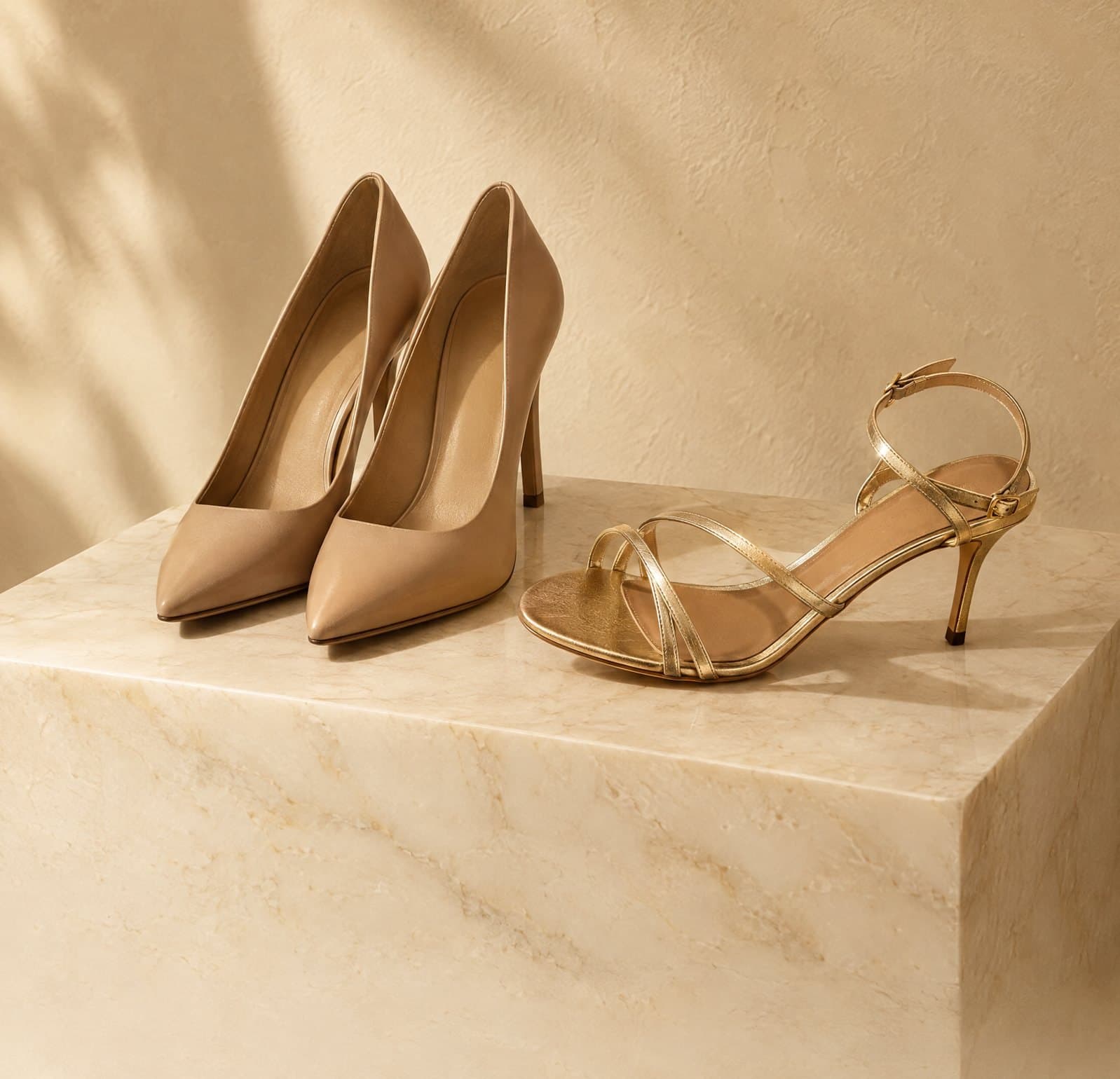 Décolleté nude e sandalo oro
